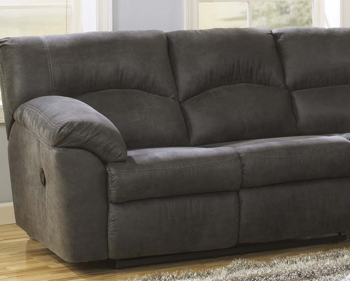 Furnituremaxx Tambo Contemporary Pewter Microfiber Reclining Sectional