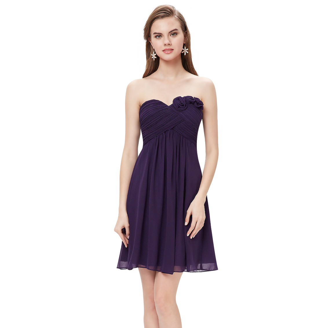 ... Strapless Flower Ruffles Padded Elegant Chiffon Bridesmaid Dress 03543