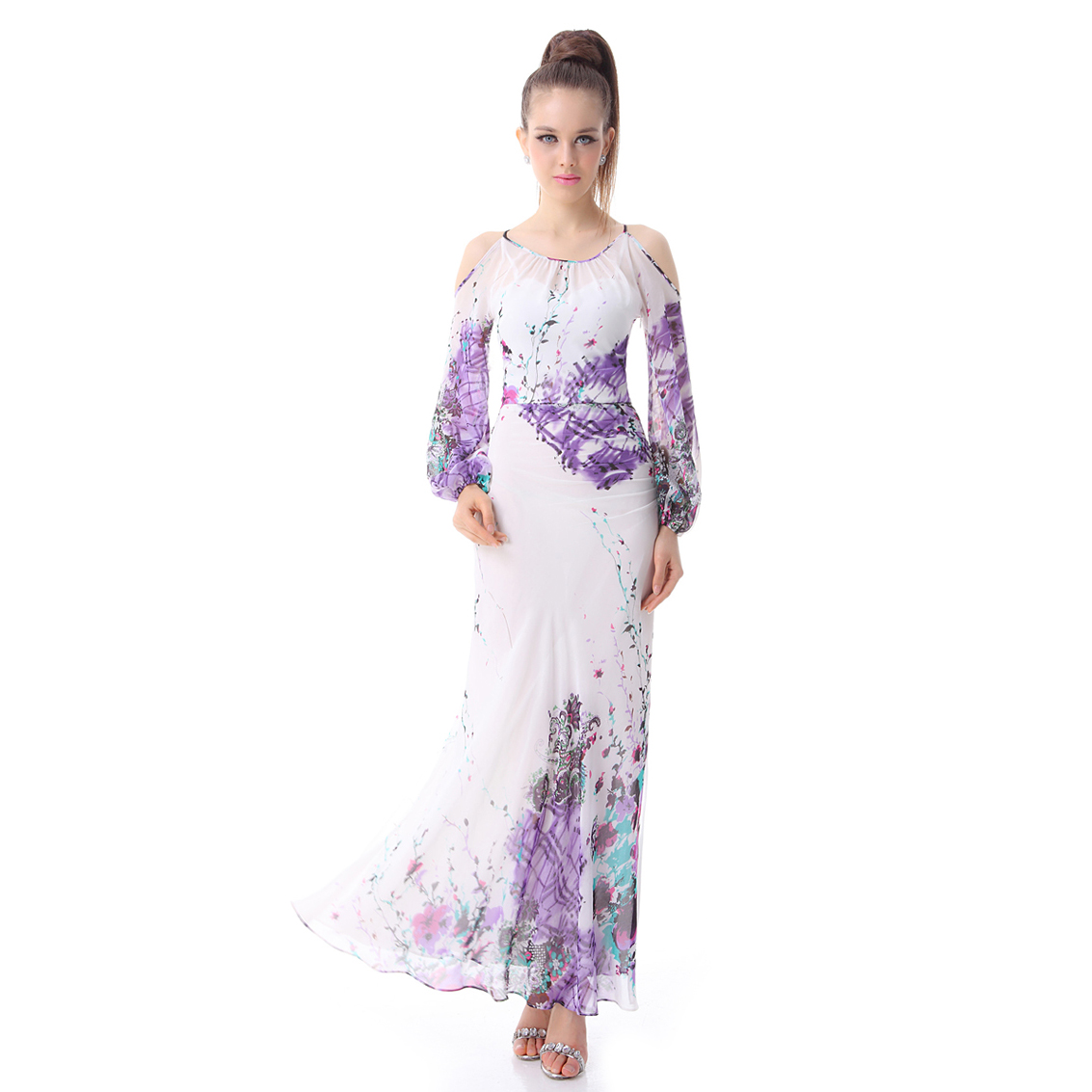 ... Off Shoulder Split Long Sleeve Evening Dress 09844 at Sears