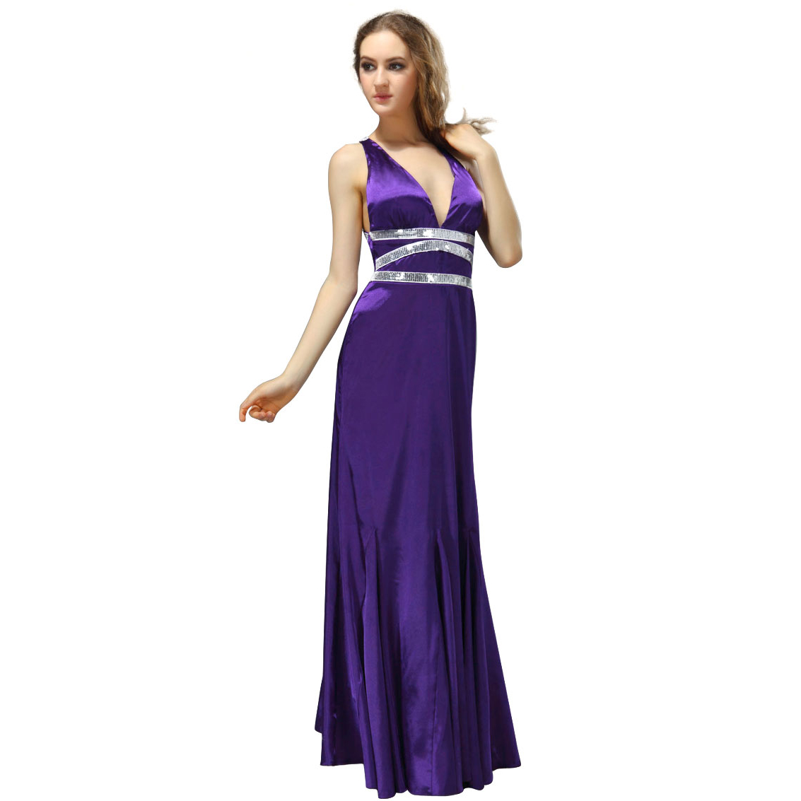 Ever-Pretty Ever Pretty Silk Feel V Neck Cross Back Stunning Sequin Long Evening Prom Gown 09452 at Sears.com