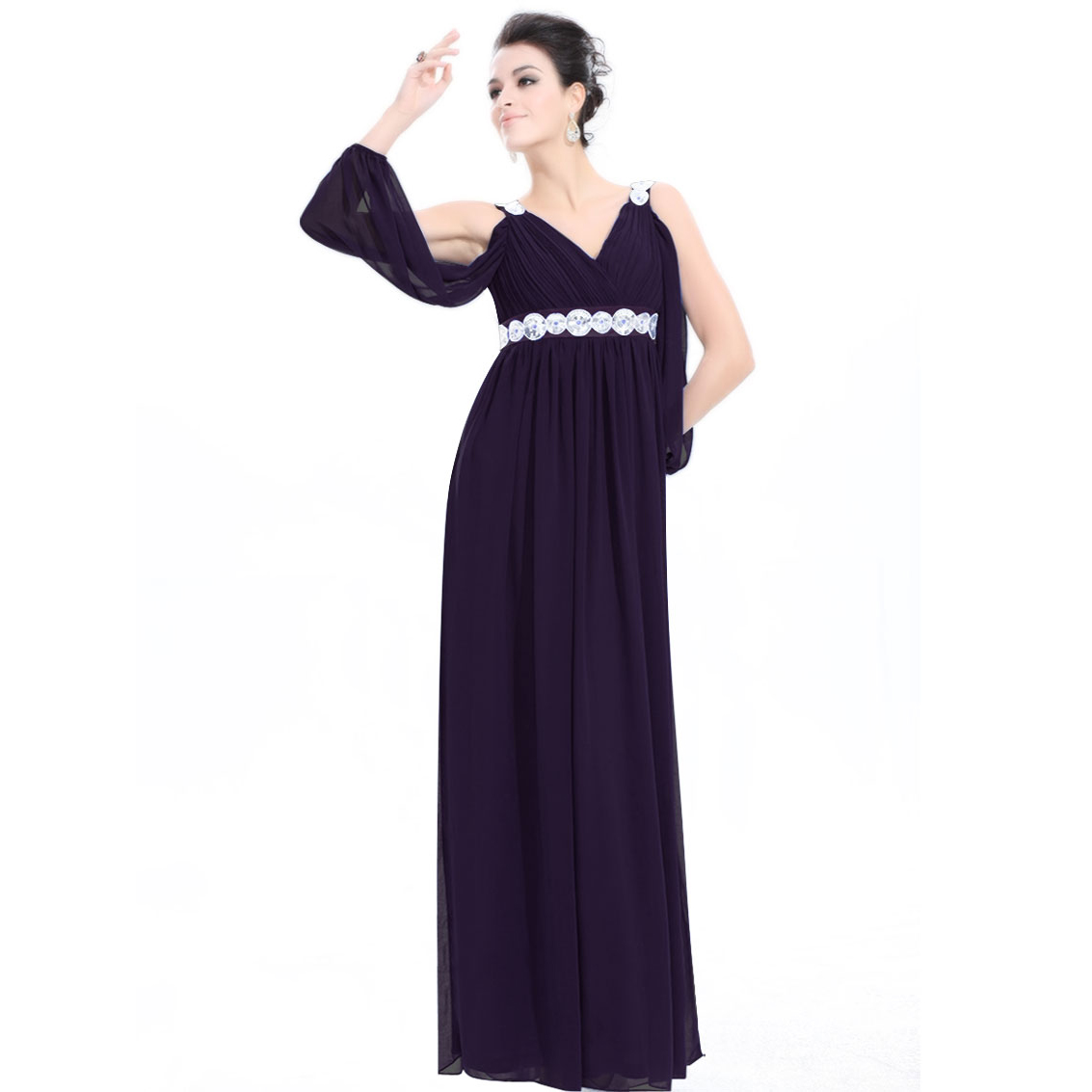 Ever-Pretty Ever Pretty Ruffles Sexy Double V-neck Chiffon Long Bridesmaid Dress 09681 at Sears.com