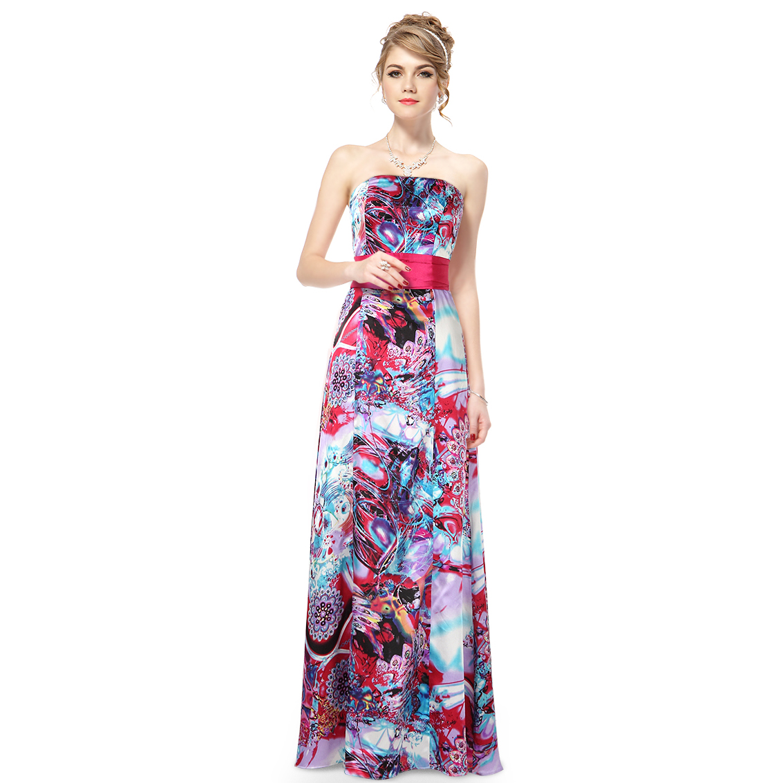 Ever-Pretty Ever Pretty BNWT Strapless Floral Printed Satin Bow Long Evening Dress 09679 at Sears.com
