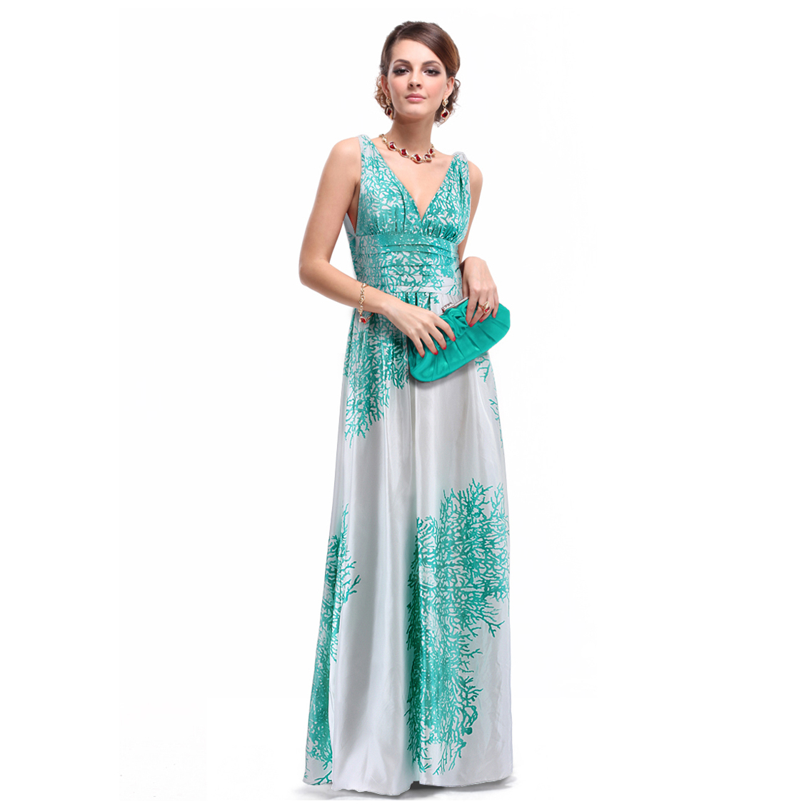 Ever-Pretty Ever Pretty Empire Waist Floral Print Double V-neck Sexy Satin Formal Dress 09686 at Sears.com