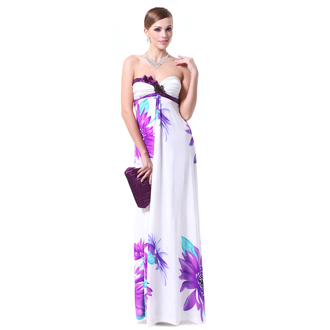 Ever-Pretty Ever Pretty Strapless Floral Printed Ruffles Rhinestones Long Evening Dress 09774 at Sears.com