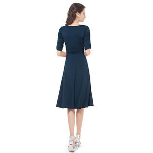 ... Sleeve Ruched Waist Classy V-Neck Casual Cocktail Dress 03632 1