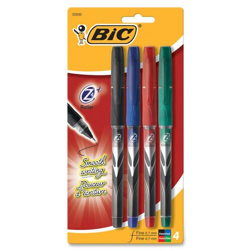 UPC 070330328303 product image for Bic Z4+ Roller Pens Fine Point 4/Pkg-Assorted Colors | upcitemdb.com