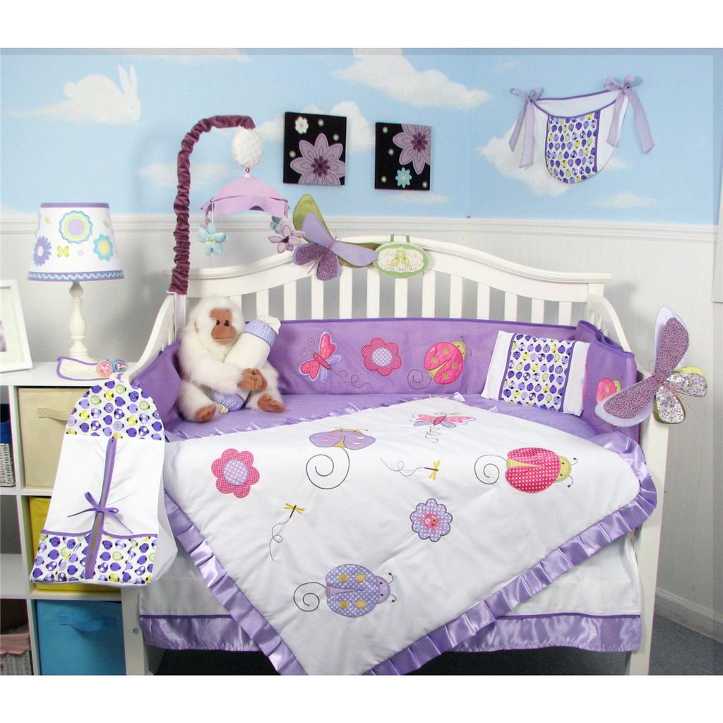 Soho Designs Lavender Little Lady Baby Crib Nursery Bedding Set 14 pcs included Diaper Bag with Changing Pad, Accessory Case & Bottle Case at Sears.com
