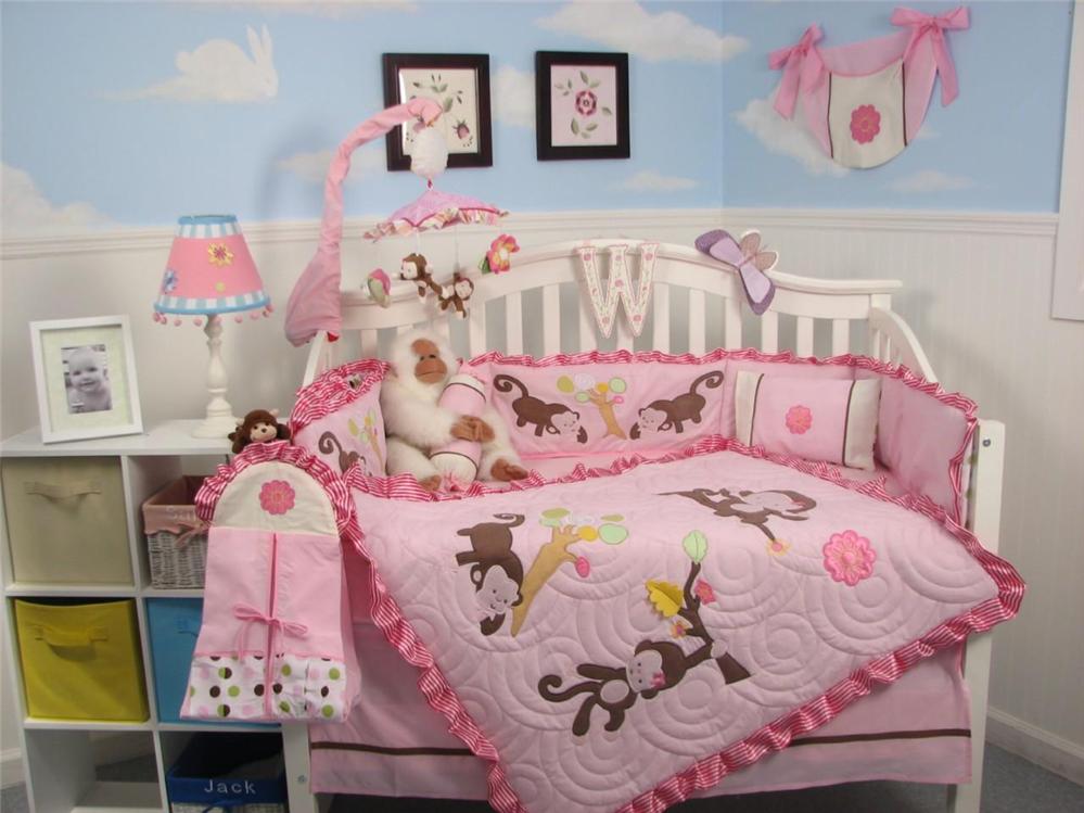 Soho Designs Melanie The Monkey Baby Crib Nursery Bedding Set 14 pcs included Diaper Bag with Changing Pad, Accessory Case & Bottle Case at Sears.com