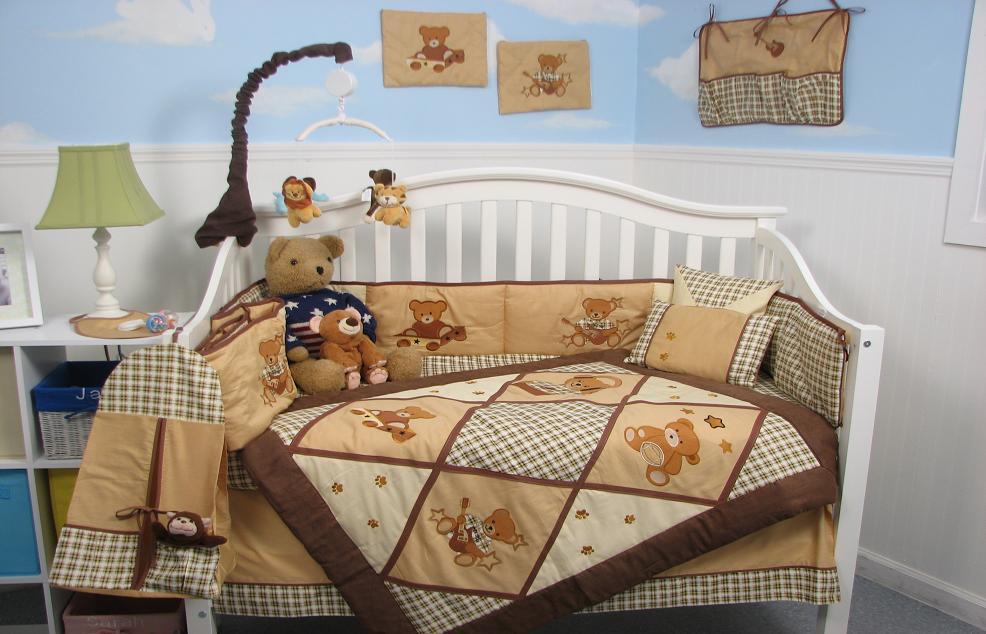 Soho Designs American Teddy Bear Baby Crib Nursery Bedding Set 14 pcs included Diaper Bag with Changing Pad, Accessory Case & Bottle Case at Sears.com