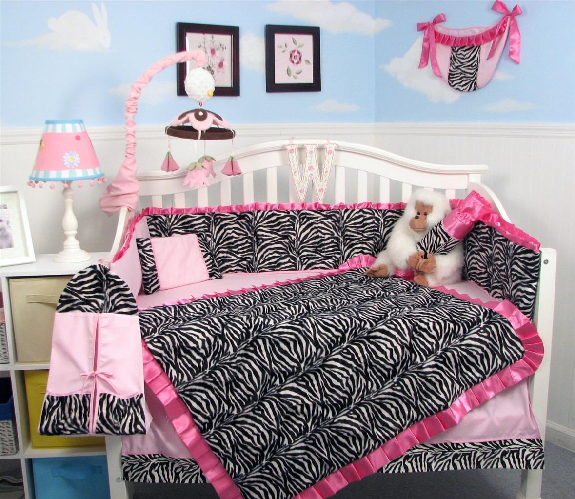 Soho Designs Pink Zebra Chenille Baby Crib Nursery Bedding Set 14 pcs included Diaper Bag with Changing Pad, Accessory Case & Bottle Case at Sears.com