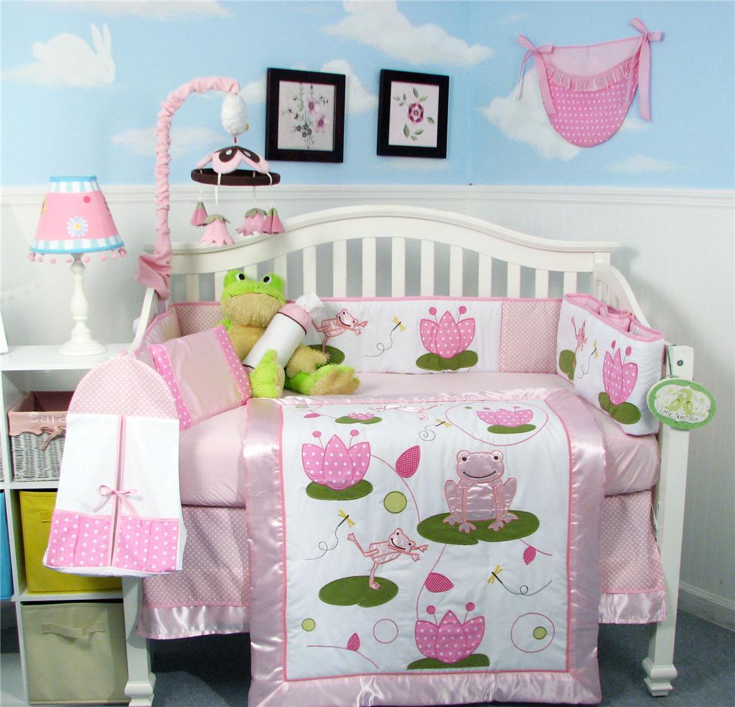 Soho Designs Pink Froggie Party Baby Crib Nursery Bedding Set 14 pcs included Diaper Bag with Changing Pad, Accessory Case & Bottle Case at Sears.com
