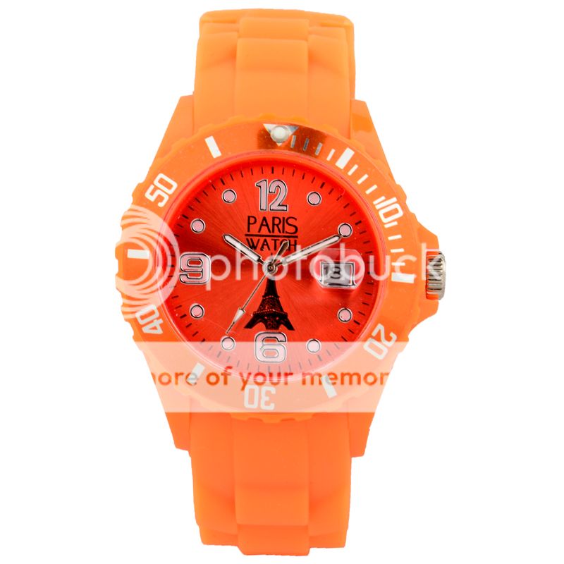 ParisWatch.com Silicone Orange Quartz Calendar Date for Kids Designed in France at Sears.com