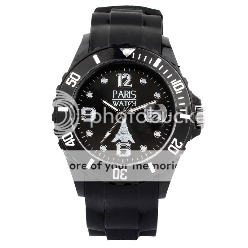 ParisWatch.com Silicone Black Quartz Calendar Date for Kids Designed in France at Sears.com