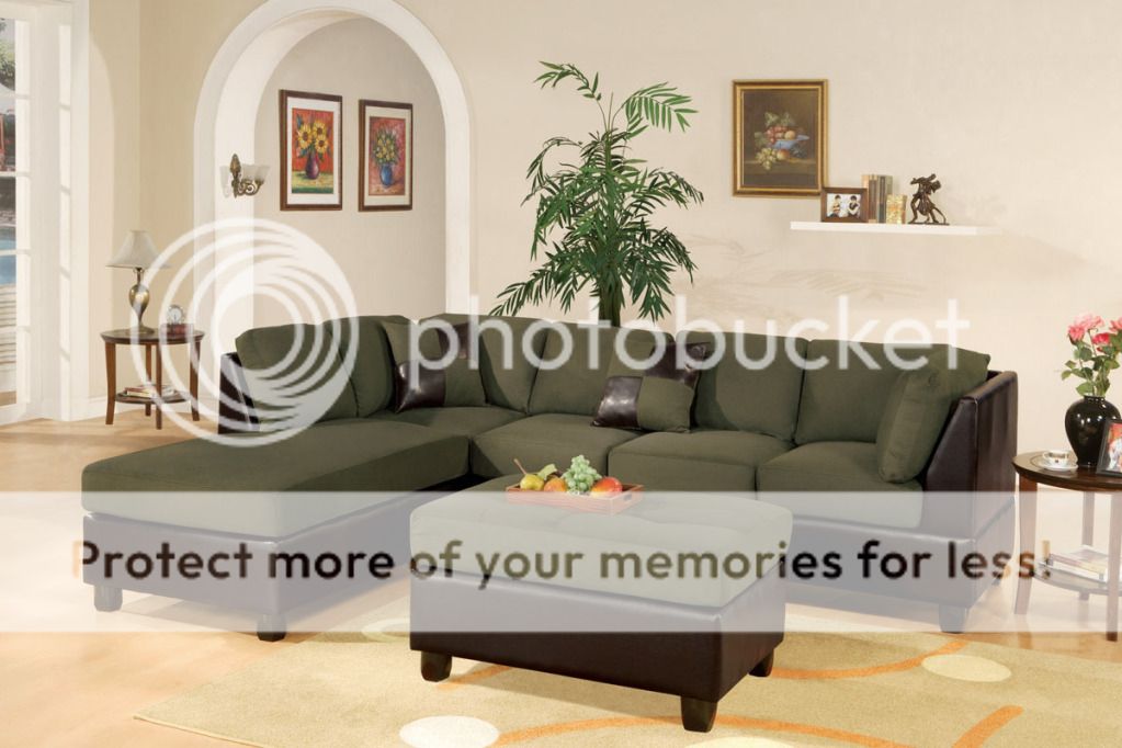 Hollywood Decor by trim Sectional Sofa with Free accent Pillows and Ottoman in Sage Finish at Sears.com