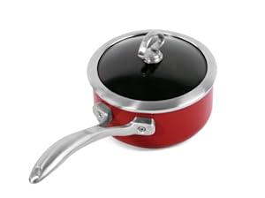 Chantal Copper Fusion 2 Quart Sauce Pan with Lid  Chili Red