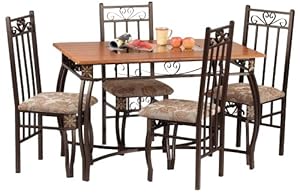 Home Source Industries Madrid Dinette/A0073 5-Piece Dinette Set with Light Wood Table Top and 4 Chairs, Bronze Metal and Light W at Sears.com