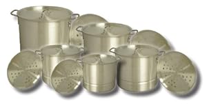 King Kooker&reg; King Kooker Aluminum 5 Pot Set Includes: 20, 24, 32, 40 & 52 Quart Pots with Lids and Steamer Plates, # KK20-52 at Sears.com