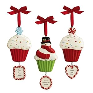 Grasslands Road Holiday Sweet Soiree Let it Snow Cupcakes and Ceramic Cupcake Dangle Personalized Ornaments, Set of 18 at Sears.com