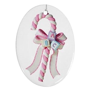 Blue Skies Plus Baby Girl Pink Candy Cane Oval Porcelain Ornament or Wall Decor, Christmas Tree at Sears.com