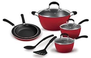 Clipper 315-00010 10-Piece Pantry Chef Aluminum Cookware Set  Red