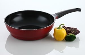 Amore Kitchenware Flamekiss 12 Red Ceramic Coated Nonstick Wok by Amor