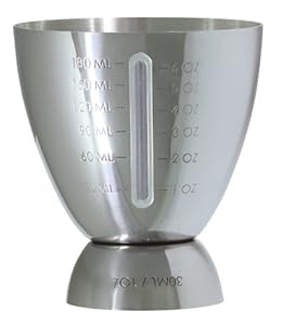 Tablecraft H1201-6 Visible Stainless Steel Jigger with Silicone Window  1 to 6-Ounce