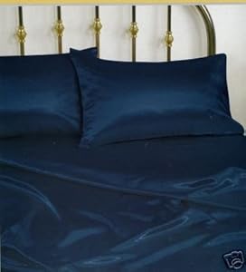 Madison NEW SATIN SHEET SET WITH PILLOWCASES, FULL (DOUBLE), NAVY BLUE at Sears.com