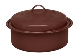 Cinsa 312021 Trend Ware Enamel on Steel Round Roaster with Lid  2-1/2-Quart  Chocolate