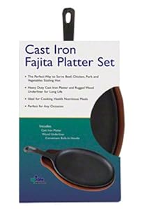 Update International CIZPH-15/SET Cast Iron Fajita Platter Set with Wood Underliner, 15-Inch at Sears.com