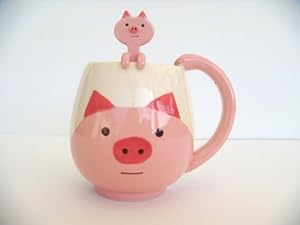 Decole Japan Japanese Cute Pig Coffee Mug cup with little hanging spoon at Sears.com