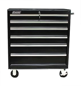 Excel International Excel TB2608X-Black 36-Inch Roller Metal Tool Cabinet with 6 BBS Drawers