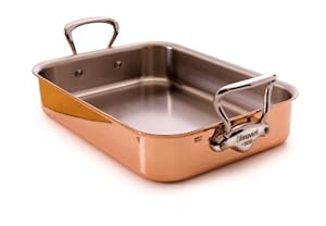Mauviel M'heritage 150s 6117.35 13-1/2 by 9.8-Inch Rectangular Roasting Pan with Cast Stainless Steel Handle