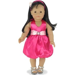Sophia's 18 Inch Doll Dress Set fits American Girl Dolls, Doll Clothes 2 Pc. Set of Hot Pink Satin Jewel Doll Dress & Matching Hot Pink S at Sears.com