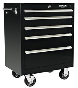 Viper Tool Storage V2605BLR 26-Inch 5-Drawer 18G Steel Rolling Tool Cabinet  Black