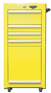 Viper Tool Storage V1804YWR 18-Inch 4-Drawer 18G Steel Rolling Tool/Salon Cart with Oversized Compartment  Yellow