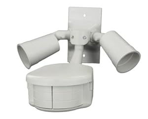 Leviton PS110-7FW 277V AC 50/60Hz 10A Incandescent Outdoor PIR Motion Sensor with Dual Floodlight Lampholder, White at Sears.com