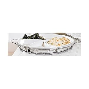 circleware Stanton Kitchen Serveware Collection - 10 6 Compartment Appetizer Serving Tray with Chrome Plated Stand
