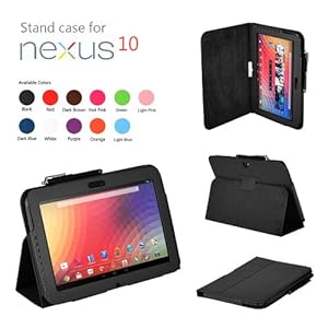 EnGive Google Nexus 10 Case - PU Leather Case Cover and Flip Stand with Premium Nubuck Fibre Interior+Black Stylus+ EnGive Fre