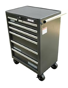 Kodiak Pro Elite 74606 26-Inch 6 Drawer Rolling Tool Cabinet  Silver/Black