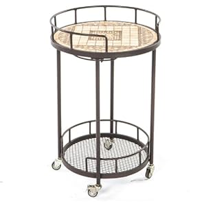 Alfresco Home 21-1310 Basilica Indoor Outdoor Marble Mosaic Serving Cart