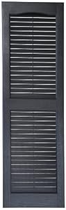 Perfect Shutters IL541439002 14-1/2-Inch by 39-Inch Louvered Cathedral Top Center Mullion Exterior Shutter, 1-Pair, Black at Sears.com