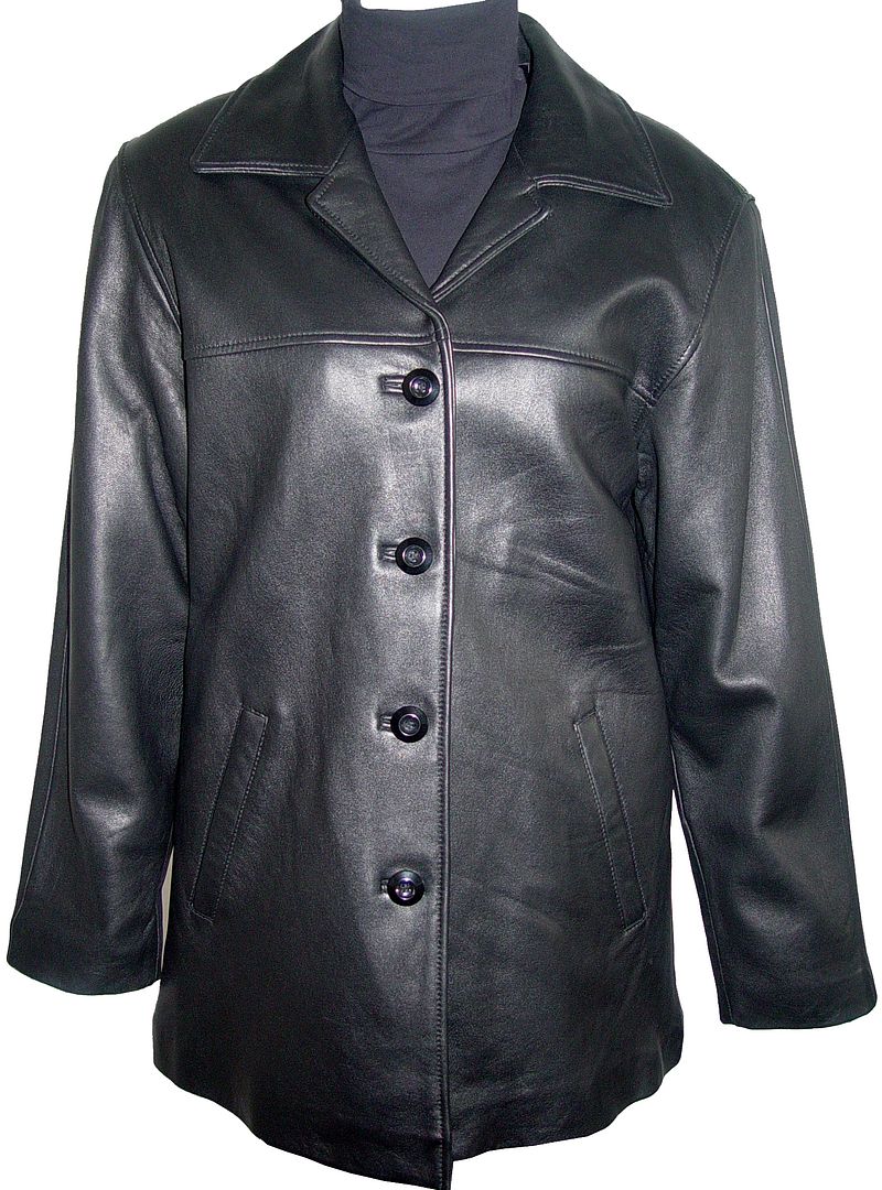 JOHNNYBLUE 5004 Standard Quality Women Urban Clothes Black Genuine Lamb Leather Classic Single Breast Pea Coat at Sears.com