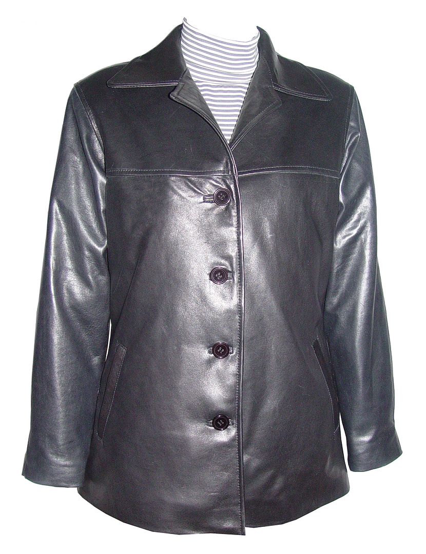 PACCILO 5004 Premium Quality Women Urban Clothes Black Genuine Lamb Leather Classic Single Breast Pea Coat at Sears.com