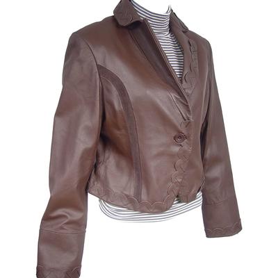 PACCILO FREE tailoring Women 4043 Lambskin Leather Short Blazer PACCILO FREE tailoring Women 4043 Lambskin Leather Short Blazer