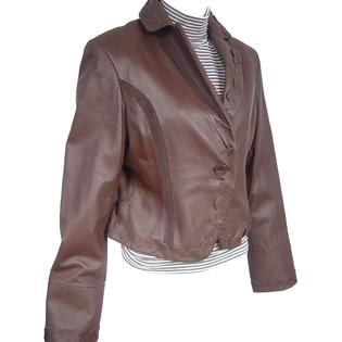 PACCILO FREE tailoring Women 4043 Lambskin Leather Short Blazer PACCILO FREE tailoring Women 4043 Lambskin Leather Short Blazer