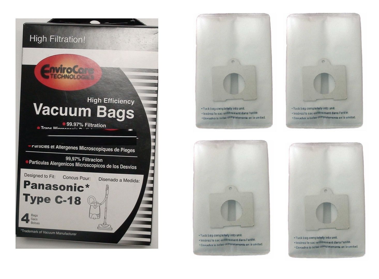 Panasonic Mc-v295h Type C-19 Hepa Vacuum Bags Aslo Fits Kenmore Type Q Bags, Generic 4pk at Sears.com