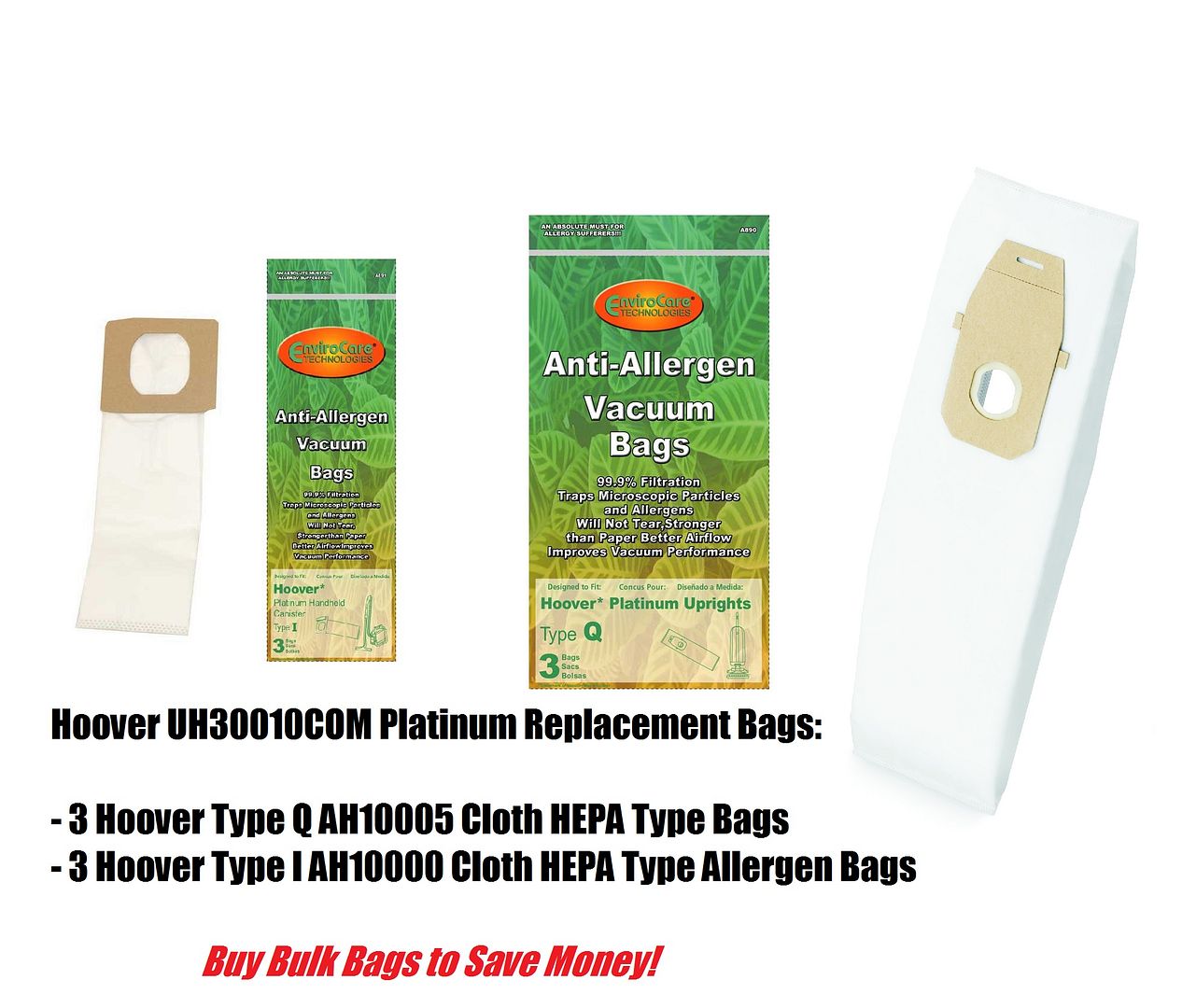 Hoover Platinum Collection Upright Replacement Bags, Includes 3 Hoover Type Q, 3 Hoover Type I Bags, 6 Total Bags. at Sears.com