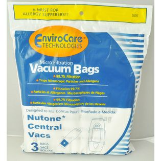 Nutone Central Vacuum Cleaner Bags, Micro lined Bags, 3 bags in pack Central Vac Cleaner Bags Micro lined