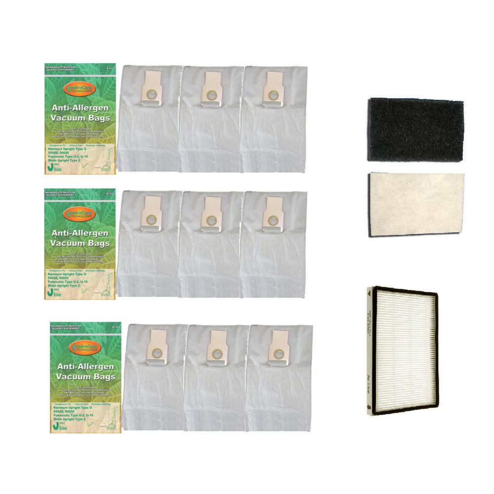 For Kenmore Progressive, Intution Upright Supply Kit, Includes 9 Type O HEPA Bags, 2 CF-3 Filters, and 1 EF-1 HEPA Filter.