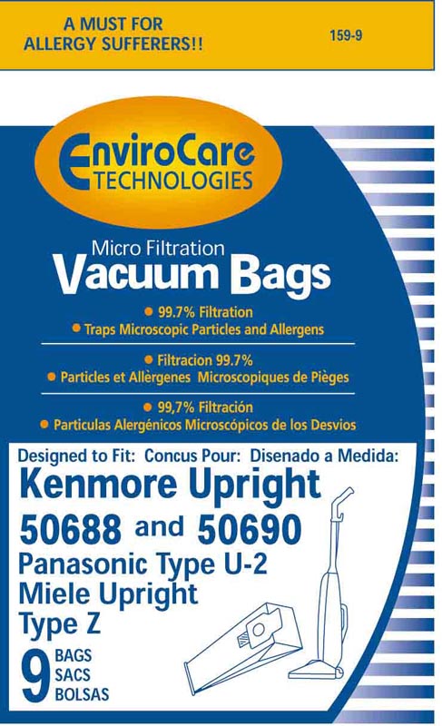 For Kenmore 20-50688 / 20-50690 Style U Vacuum Cleaner Bags - Generic - 9 pack ( 50688 or 50690)